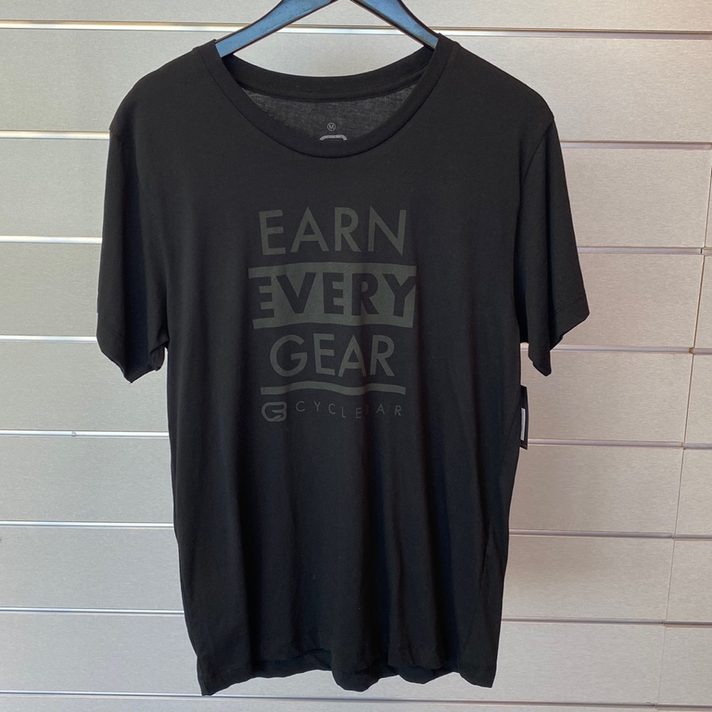 CycleBar Men’s Tee - Earn Every Gear - Black - Medium - NWT